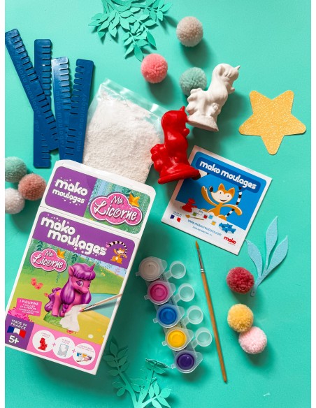 Mako Moulages - Eenhoorn lila 1 mal voor sneldrogend gips set - pakket S