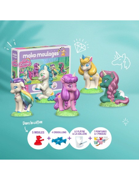 Mako Moulages - Eenhoorn 5 mallen voor sneldrogend gips set - pakket L