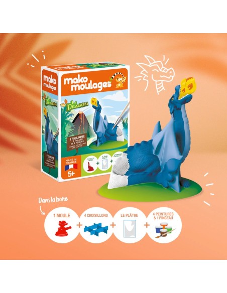 Mako Moulages - Draak 1 mal voor sneldrogend gips set - pakket S
