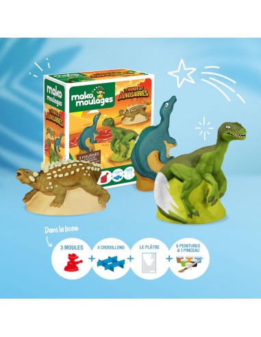 Mako Moulages - Tyrannosaurus rex triceratops diplodocus dino 3 mallen set voor sneldrogend gips - pakket M