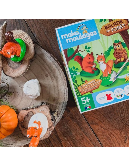 Mako Moulages - Bosdieren uil eekhoorn vos 3 mallen set voor sneldrogend gips - pakket M