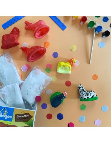 Mako Moulages - Wilde dieren zebra leeuw nijlpaard 3 mallen set voor sneldrogend gips - pakket M