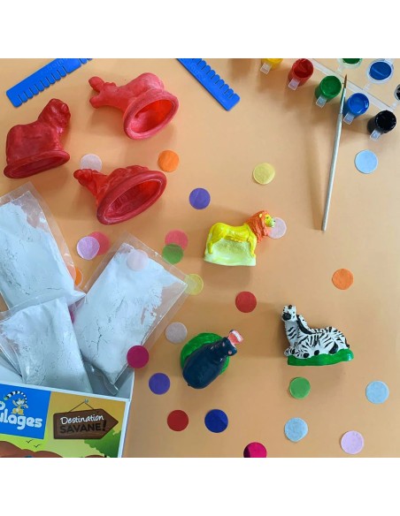 Mako Moulages - Wilde dieren zebra leeuw nijlpaard 3 mallen set voor sneldrogend gips - pakket M