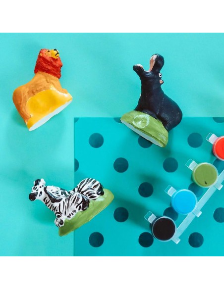 Mako Moulages - Wilde dieren zebra leeuw nijlpaard 3 mallen set voor sneldrogend gips - pakket M