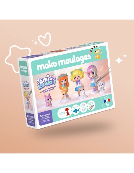 Mako Moulages - Mijn vrienden Kawaii 5 mallen voor sneldrogend gips set - pakket L