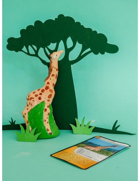 Mako Moulages - Bedreigde diersoorten giraf olifant rode panda zeeschildpad 4 mallen voor sneldrogend gips set - pakket L