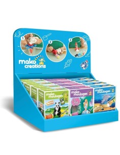 Mako Moulages - Display in bruikleen gevuld met 12 pakketjes 1 mal panda fee dolfijn