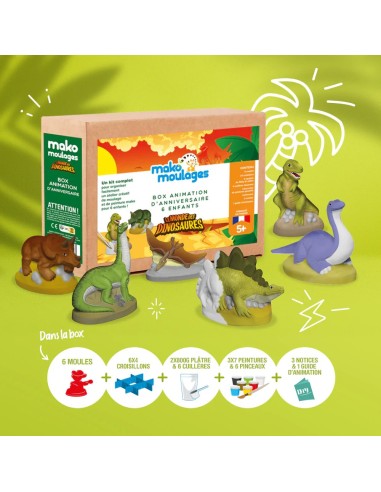 Mako Moulages - Verjaardagsbox voor 6 kinderen Dinosaurus