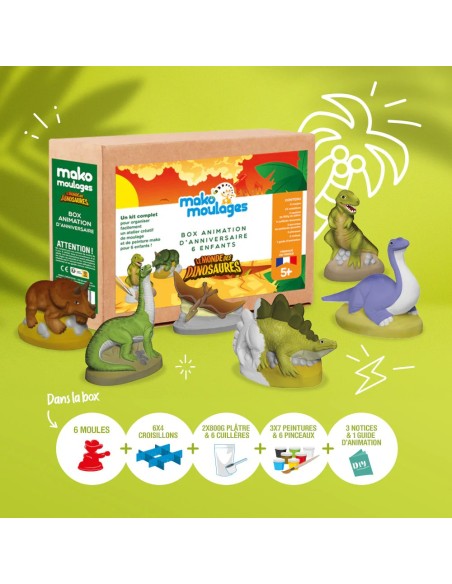Mako Moulages - Verjaardagsbox voor 6 kinderen Dinosaurus