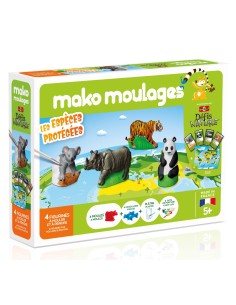Mako Moulages - Bedreigde diersoorten panda koala tijger neushoorn 4 mallen voor sneldrogend gips set - pakket L