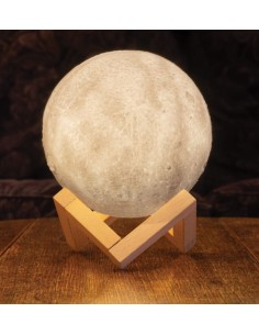 Moonbeam oplaadbare nachtlamp maan op houten standaard
