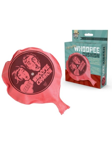 Self Inflating Whoopee Cushion scheetkussen met leuke retro afbeelding in display
