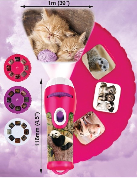 Brainstorm - Cute & Cuddly Animals Torch and Projector - zaklamp schattige dieren