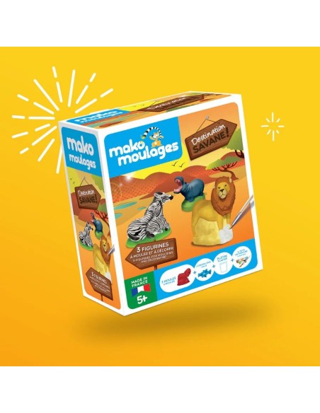 Mako Moulages - Assortiment 2 wilde dieren + 2 zeedieren + 2 bosdieren