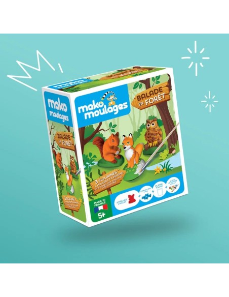 Mako Moulages - Assortiment 2 wilde dieren + 2 zeedieren + 2 bosdieren