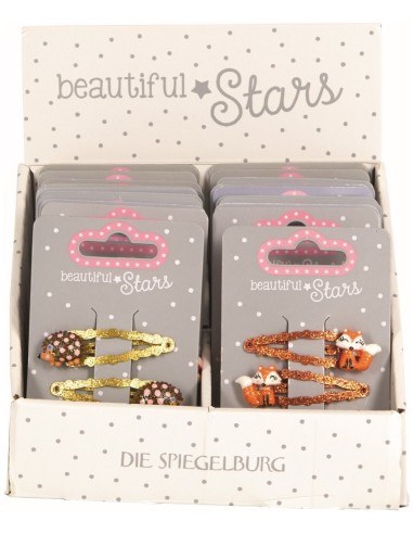 Metalen haarclips Hertje Egel of Vos set van 2