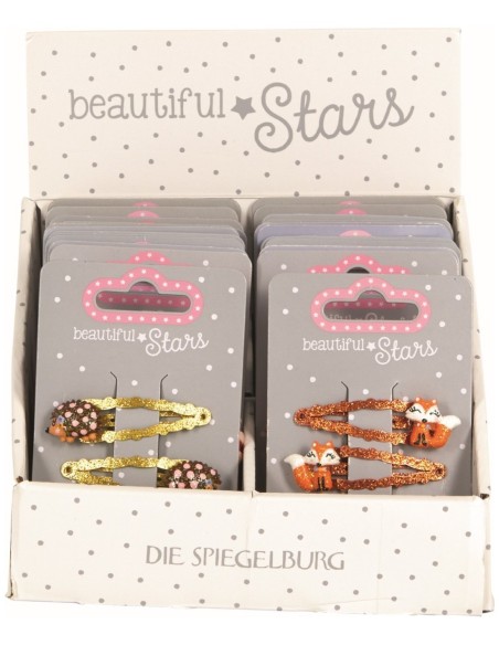 Metalen haarclips Hertje Egel of Vos set van 2