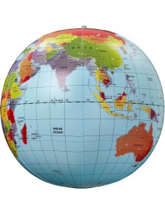 Brainstorm Toys opblaasbare wereldbol van 30 cm – Politieke globe met lengte- en breedtegraden 2