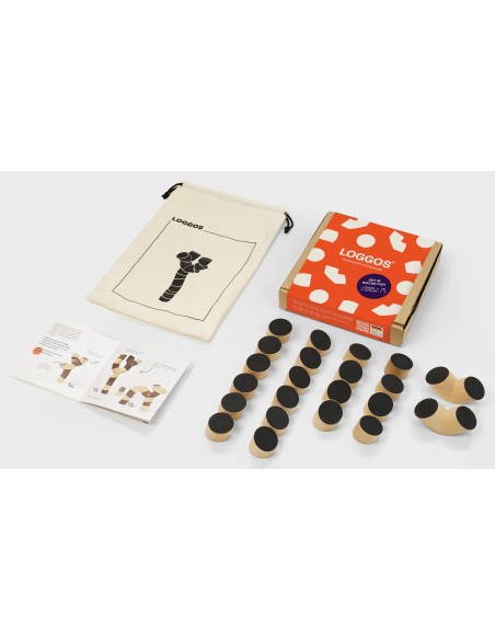 Loggos Set M - 20 Loggos beukenhout naturel + 2 Y blokken