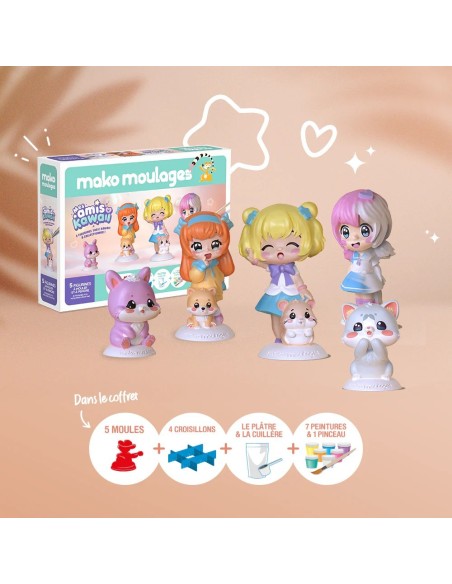 Mako Moulages - Mijn vrienden Kawaii 5 mallen voor sneldrogend gips set - pakket L