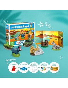 Mako Moulages - Wilde dieren en jeep 6 mallen voor sneldrogend gips set - pakket L 2