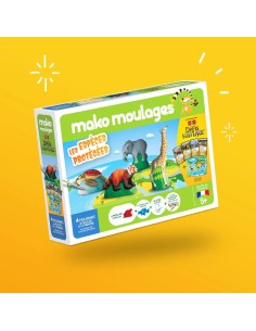 Mako Moulages - Bedreigde diersoorten giraf olifant rode panda zeeschildpad 4 mallen voor sneldrogend gips set - pakket L 2