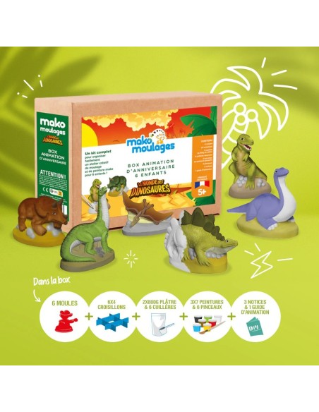 Mako Moulages - Verjaardagsbox voor 6 kinderen Dinosaurus