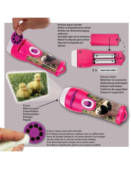 Brainstorm - Cute & Cuddly Animals Torch and Projector - zaklamp schattige dieren