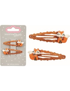 Metalen haarclips Hertje Egel of Vos set van 2 2