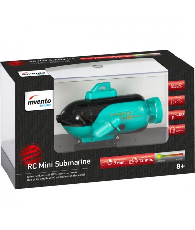 RC: 2 Channel Mini Submarine 3 designs geel blauw turquoise