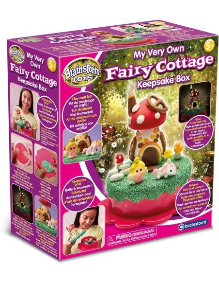 Brainstorm - My Very Own Fairy Cottage Keepsake Box - Maak zelf een sprookjeshuisje met glow-in-the-dark klei